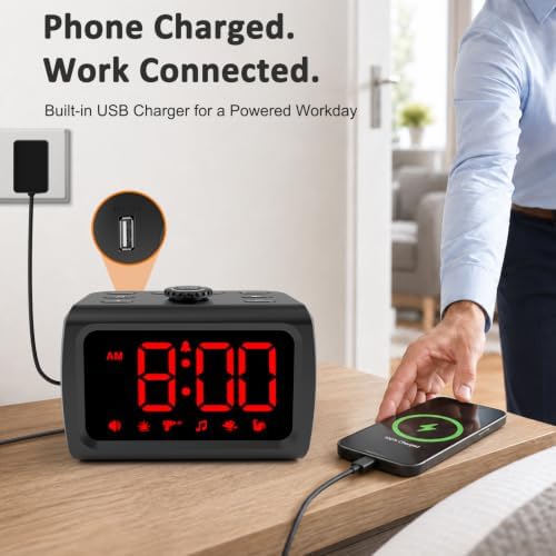 Peakeep 115dB Super Loud Alarm Clock for Heavy Sleepers Adults Teens