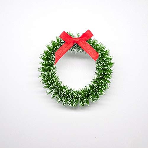 Christmas Decoration 6 Mini Christmas Wreath Christmas Home Decorations Christmas Tree DIY Floral Wedding Artificial Wreath Pendant Jewelry (Color : Light Pink Diameter : 4cm) (Fluorescence Yellow 6