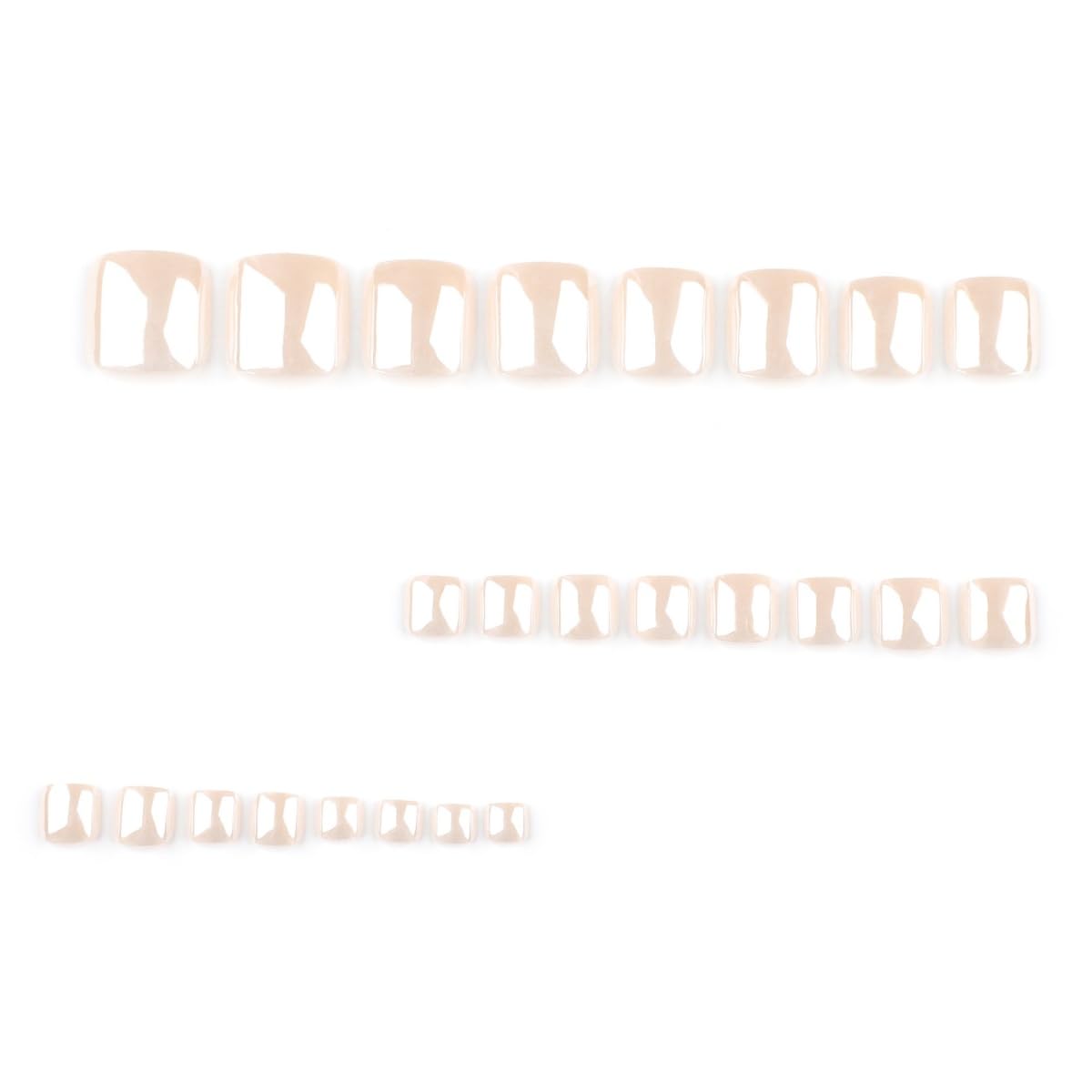 Chrome Press on Toenails‌ Short Square Fake Toe Nails with Aurora Solid Color Designs Full Cover Acrylic Artificial False Toenails Glossy Pearl White Stick on Toenails‌ for Women Manicure 24Pcs
