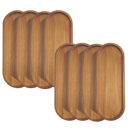 Linwnil 8Pack Wood Serving Trays 11.5x4 Inch Charcuterie Boards Oval Wooden Plates Wood Serving Platter Cheese Dinner Plates Bulk for Dessert Snack Bread Fruit Appetizer Dishes - size: 11.5" x 4"_8 Pack