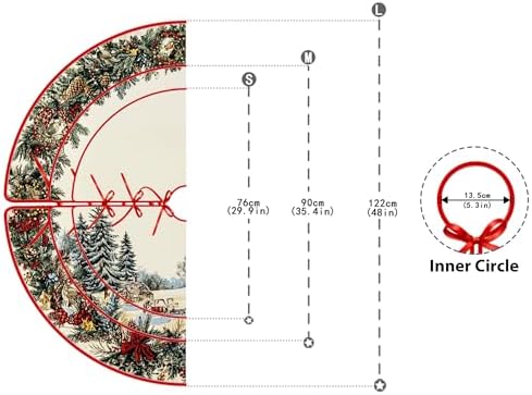 Flowers and Ribbons Tree Skirt 30"/36"/48" by Leo Walker Rustic Red Pink Hearts Romantic Love Christmas Tree Skirts Mother's Day Xmas Mat for Holiday Festival Party Wedding Decor