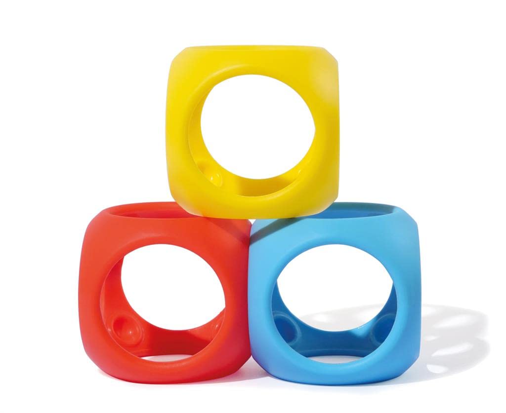 MOLUK 43420 Oibo Gripping and Teething, Play Ball, Stacking Game, Baby Toy from 0+ Months, 3 Pieces, Primary Colours, Yellow, Red, Blue