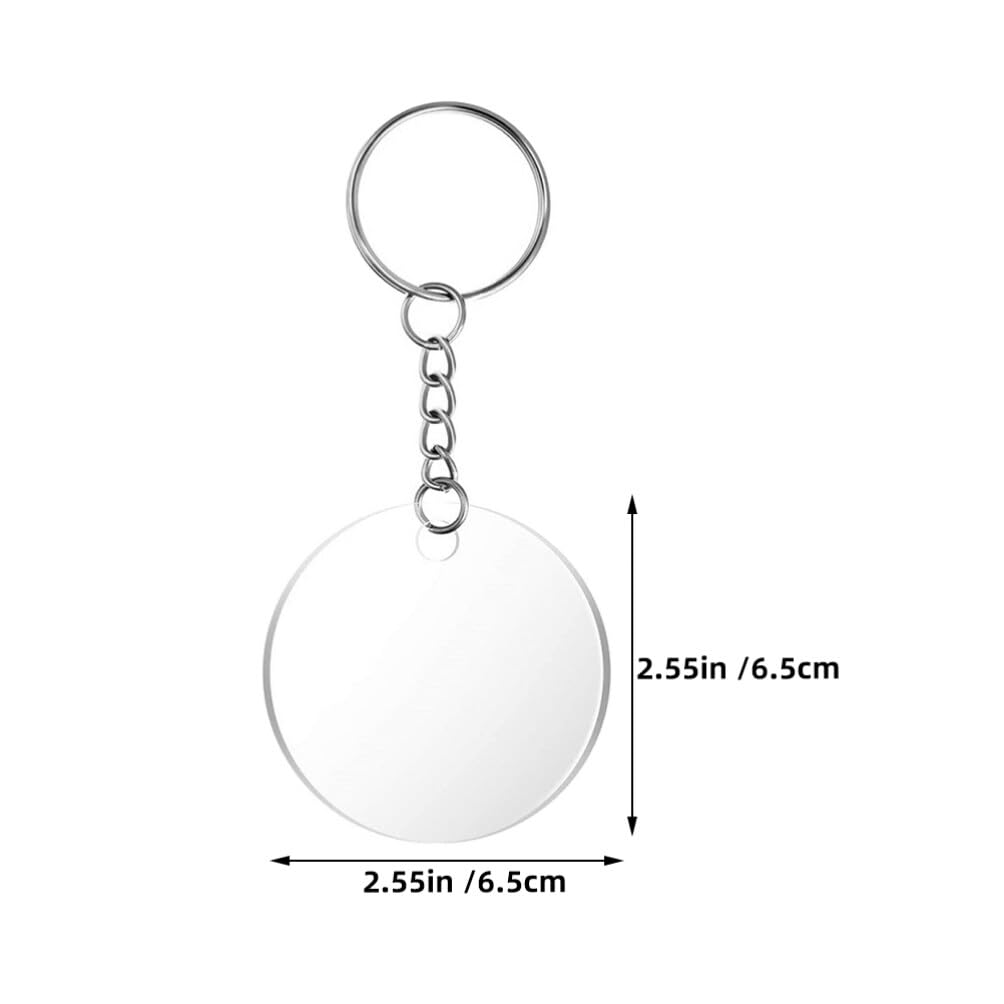 EXCEART 40 Sets Acrylic Keychain Blanks with Key Chain Rings 2.55 Inch Ornaments Blanks with Holes Clear Discs Circles for DIY Crafts Projects