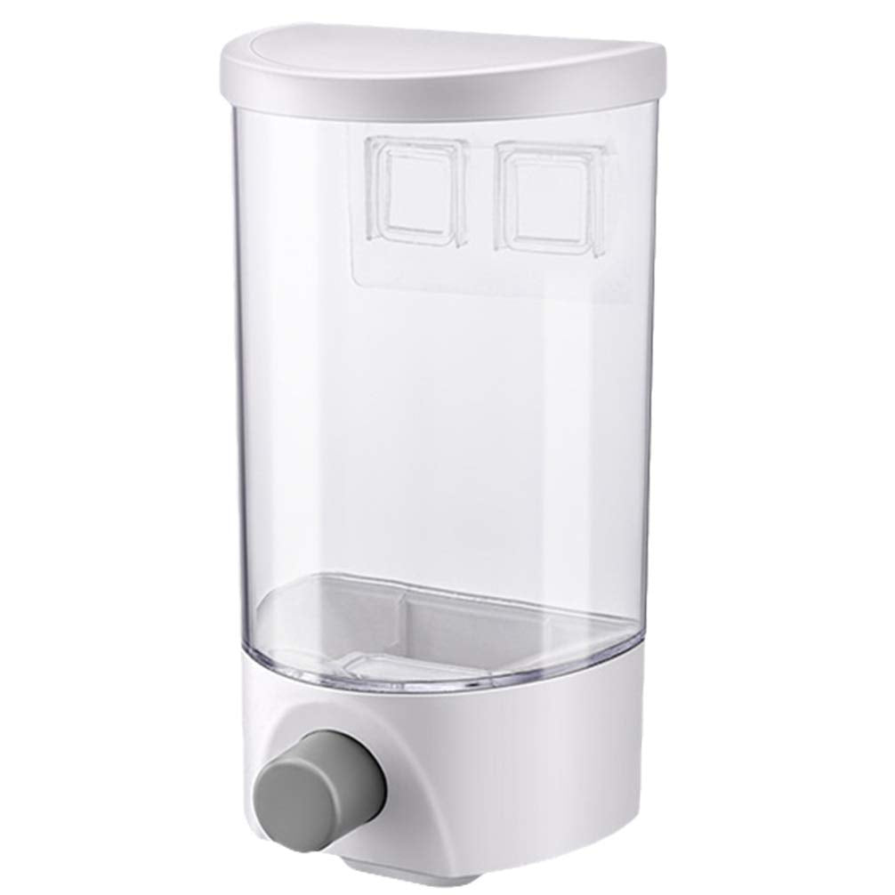 Kichvoe Wall Mounted Storage Jar with Press Button Portion Control Clear Airtight Food Dispenser Organizer for Rice Grains and Coarse Cereals 9.44X4.92X4.52In Space Saving Kitchen Storage