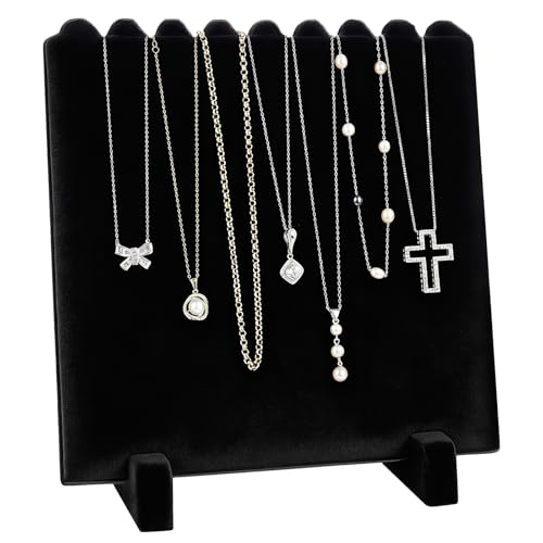 Tondiamo 9 Inch Velvet Necklace Jewelry Display Stands Organizer Necklace Storage Holder for Home Shop Show (Black) - color: Black