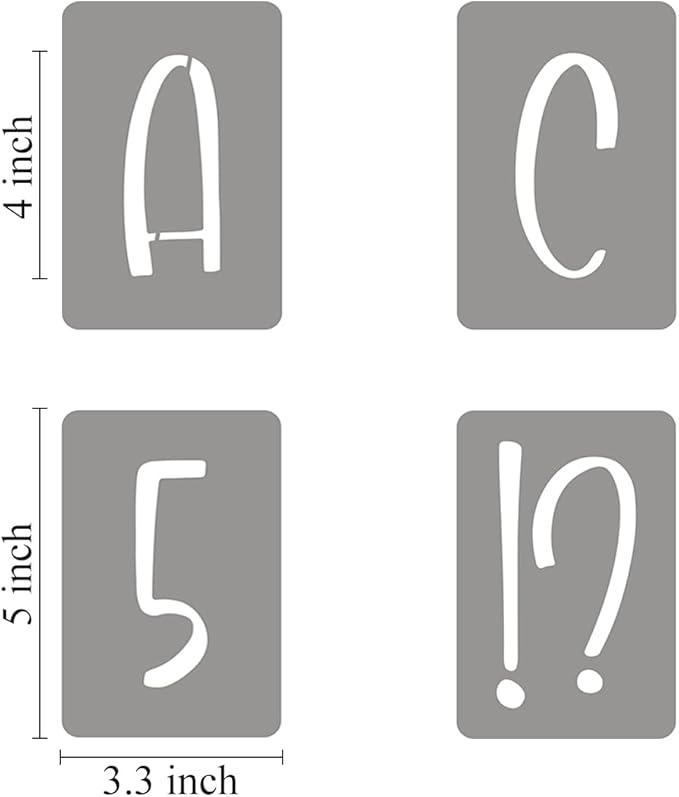 4 Inch Alphabet Letter Stencils for Painting - 42 Pack Letter and Number Stencil Templates with Signs for Painting on Wood, Reusable Letters and Numbers Stencils for Chalkboard Wood Signs & Wall Art