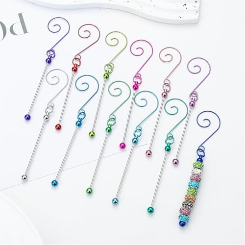 5 Pieces Colorful Metal Hanging Hooks for Christmas Ornament and Craft Projects Beadable Hangers Jewelry Accessories Metal Ornament Hanger