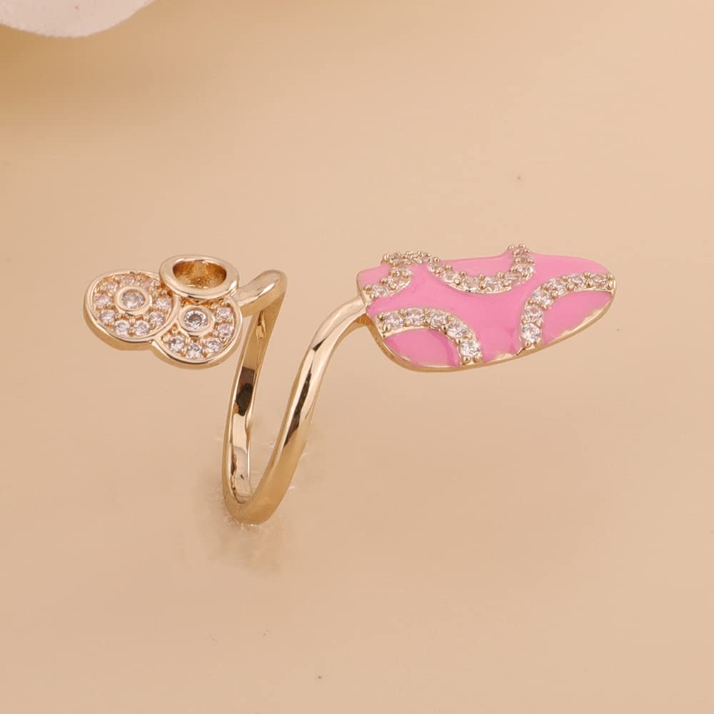 Rumtock Fingernail Opening Ring Rose Red Nail Decorative Knuckle Nail Ring for Women Nail Art