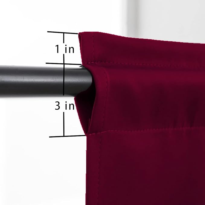 Pickluc Burgundy Cafe Half Window Curtain - 24" Length, Rod Pocket, Blackout for Small Windows, 30" Wide x 24" Long, 2 Panels