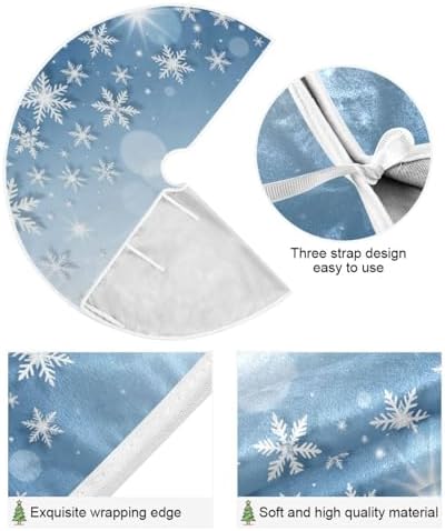Dussdil Christmas Tree Skirt, Christmas Shining Silver Snowflakes New Year Xmas Tree Skirts 48 in Tree Skirt Holiday Party Garden Round Seasonal Tree Stand Mat Tree Skirt Decor Ornaments