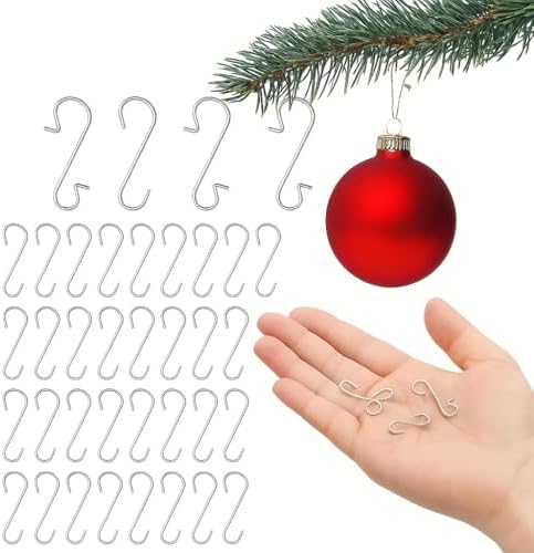 Set of 60 Silver Metal Wire Christmas Ornaments Hooks Hangers 1.16 Inches