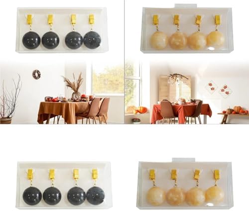 2 Set Tablecloth Weights Ornament with Metal Clips Marble Balls Hangers for Flags Party Curtains Garden(Black)