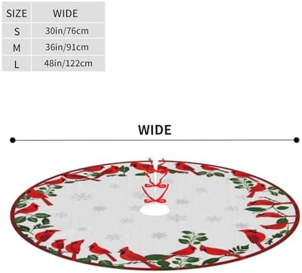 Red Snow Birds Winter Christmas Tree Skirts 36", Xmas Tree Cloth Mats Trees Skirts for Decor Gift, Home Decoration