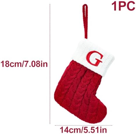 Christmas Stocking Monogram Hanging Socks 7??5.5 Inch Knit Small Sock Hanging Ornament Gift Bags for Xmas Tree Fireplace Home Decoration (G)