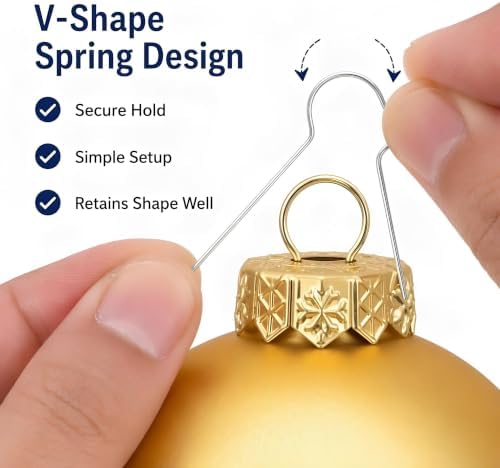 300pcs Metal Hooks for Christmas Ornament Cap, V Shape Spring