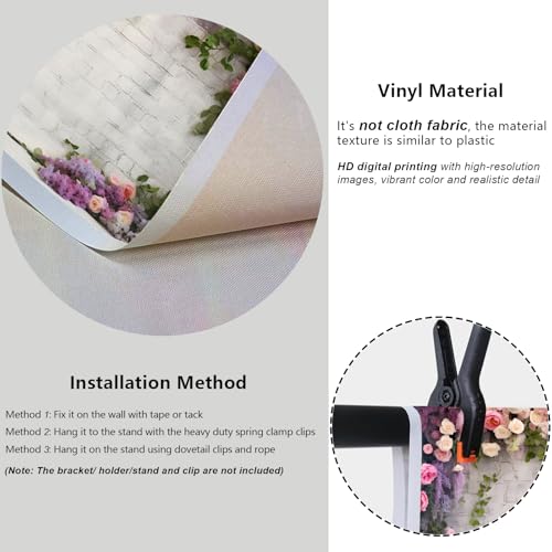 YongFoto Retro White Brick Wall Floral Arch Backdrop 5x3ft Rose Flowers Vine Leaves Photography Background Birthday Bridal Shower Wedding Party Banner Room Decor Portraits Photoshoot Wallpaper - size: 5ftx3ft