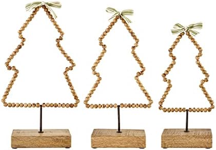 Mud Pie, 15" x 8" Beaded Christmas Tree Sitter, Large, Brown
