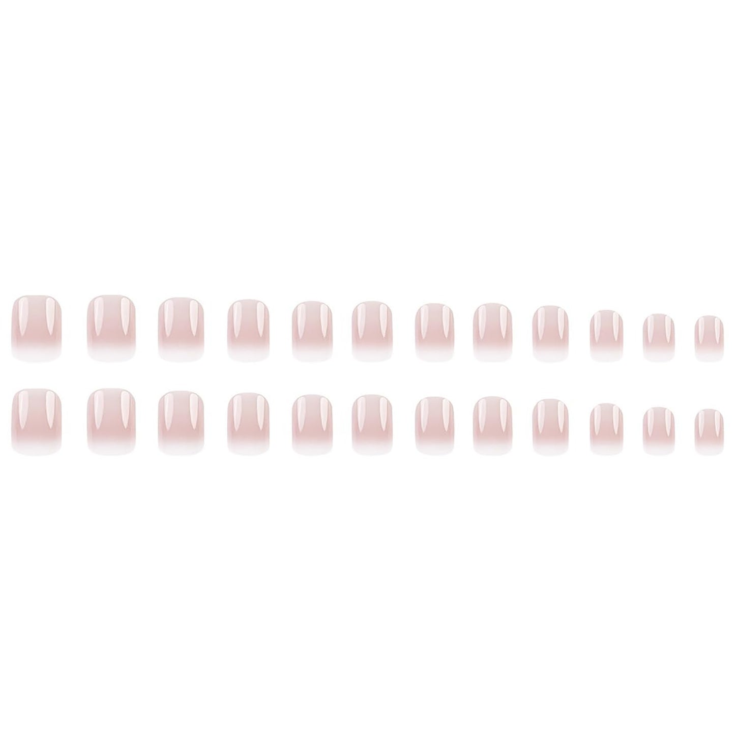 Press on Nails Short Square MABKJLF Fake Nails Full Cover Pink & White Gradient False Nails Glossy Glue on Nails Stick on Nails Acrylic Nails Artificial Nails for Women Girls 24Pcs