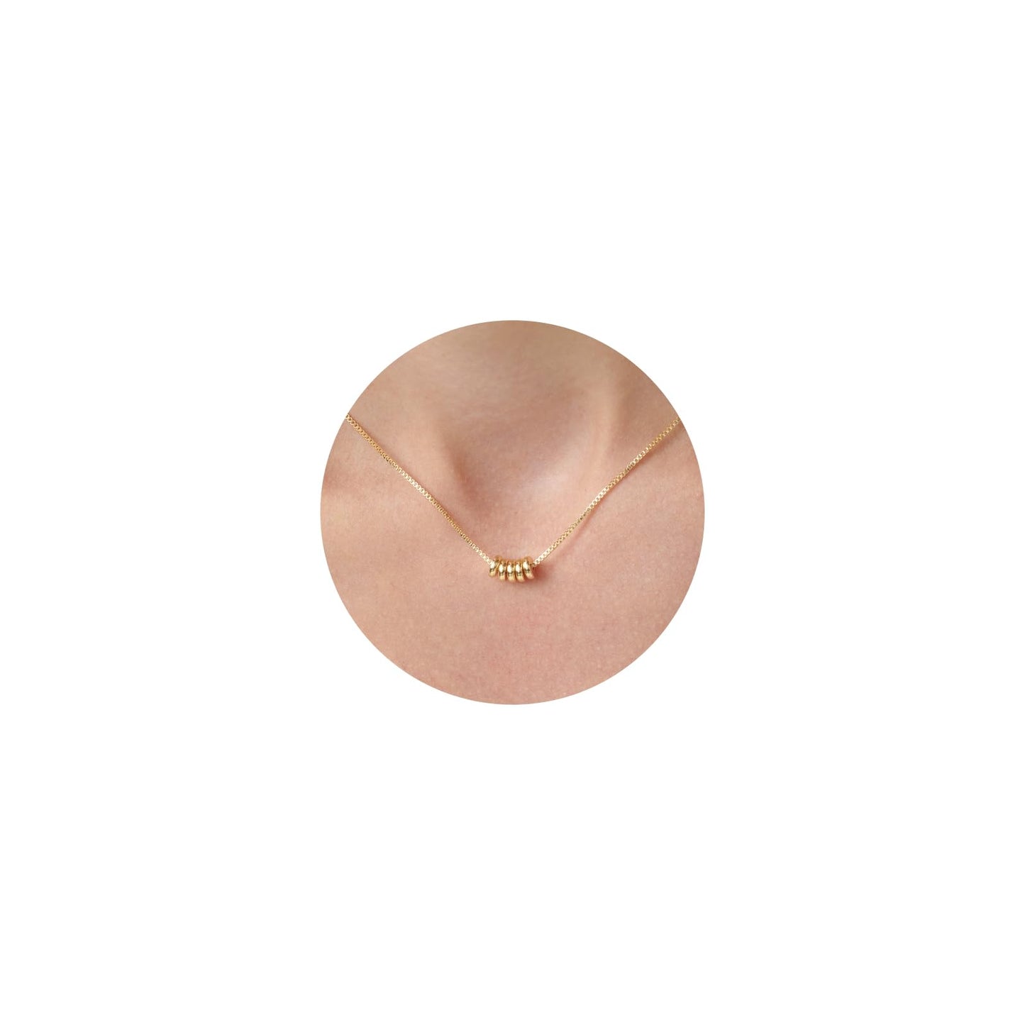 GUOKE Flat Bead Necklace - 14K Gold Plated Dainty Gold Necklace Simple Jewelry for Women