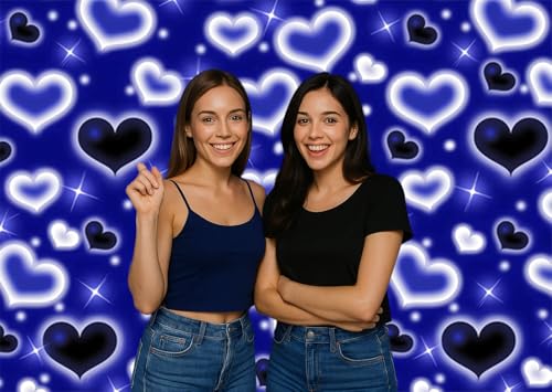 Blue Heart Early 90s Backdrop Blue Heart Old School 90s Valentine's Day Birthday Party Backdrop Graduation Party Photo Backdrop Happy Birthday Background 7x5ft - size: purple