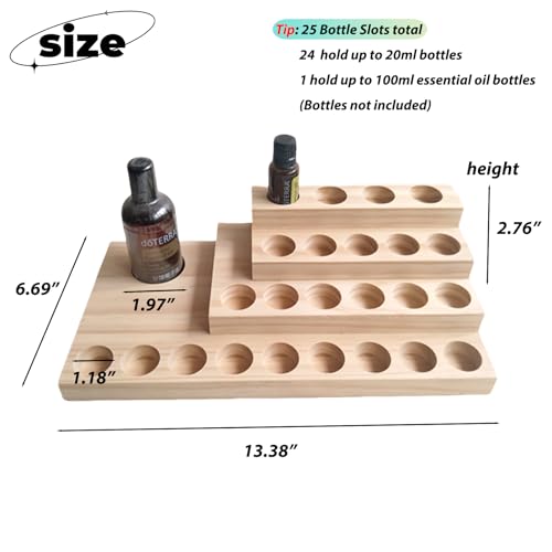 Wooden Essential Oil Rack 4 Tier Essential Oil Holder Shelves for Oil Solid Wood Essential Oil Organizer 25-Bottle Essential Oil Display Stand Tabletop Storage Rack for 5-20ml Bottles - style: 4 Layers-3