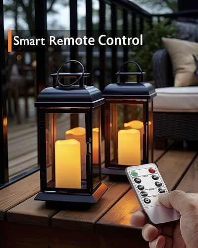 Homemory 3 Pack Flameless Candles, Outdoor Waterproof, Battery Operated LED Pillar Candles with Remote Control and Timer, Plastic, Long Lasting，4”5”6” - size: Set of 3