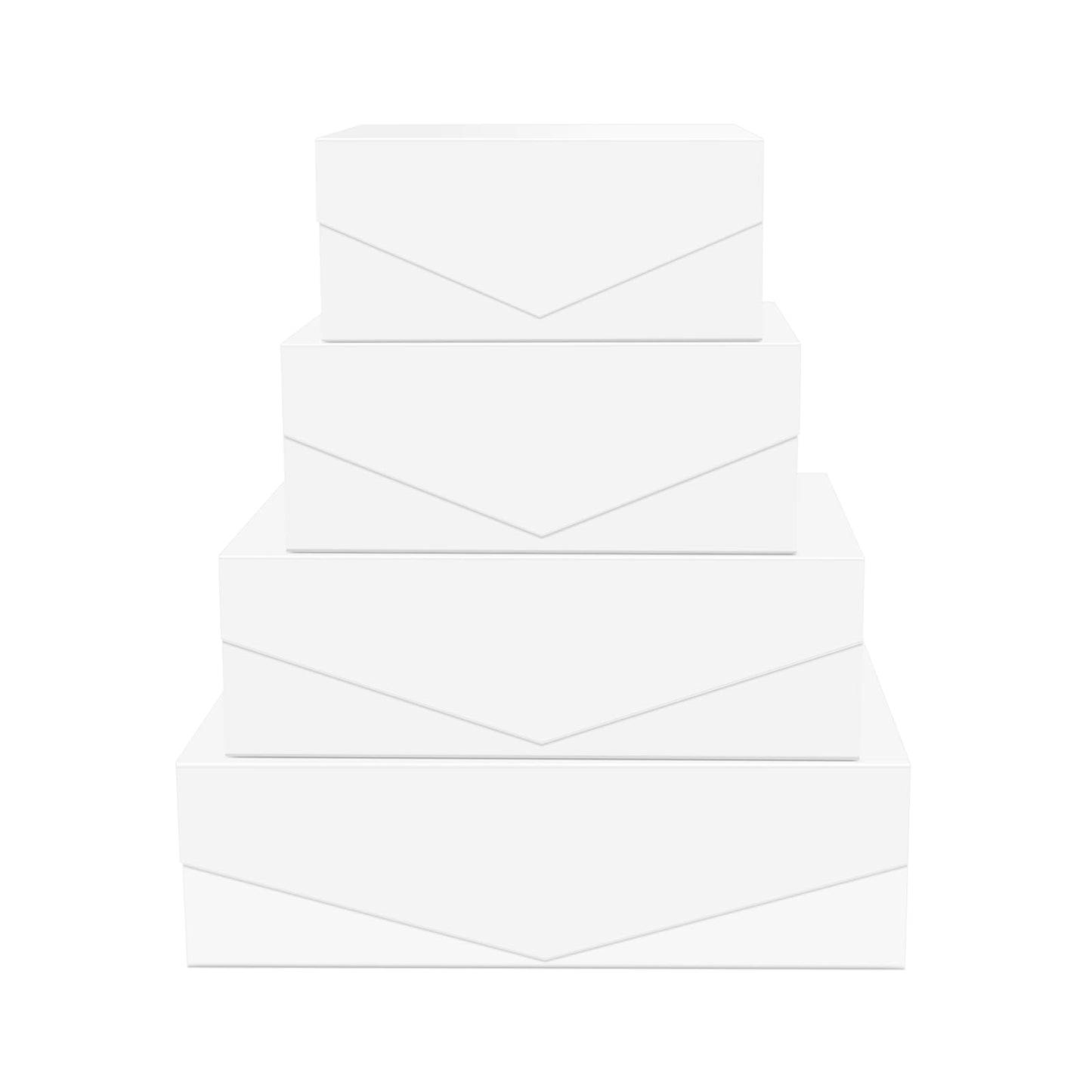 BLK&WH Magnetic Gift Boxes with Lids, Set of 4 White Presents Boxes Assorted Sizes for Birthday, Wedding, Valentines, Christmas, Party, Baby Showers (Matte White)