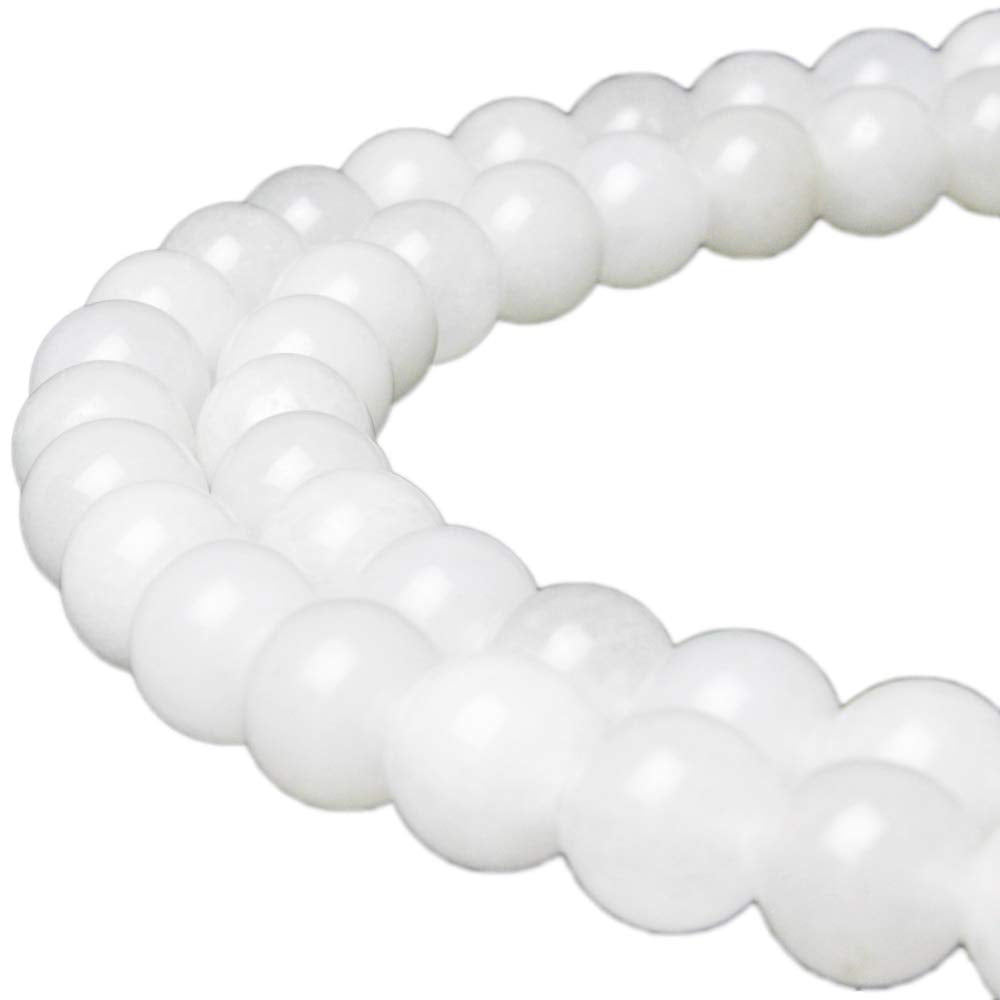 MJDCB Beads for Energy Bracelets Yoga Bracelet DIY Bracelet Natural Stone Beads White Jade 60 Pieces, 6mm