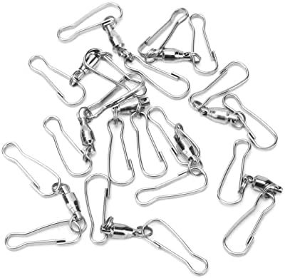 10 Pack Swivel Hook Stainless Steel 360 Rotating Wind Spinner Hooks Dual Clamp Holder for Bird Feeders Wind Chimes Spiral Ornaments Party Hanging Decor (Small Size 3.8x4.8cm)