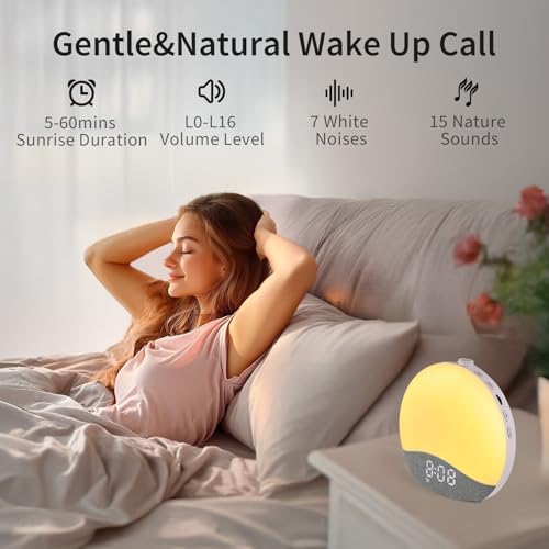 EASYERA Sunrise Alarm Clock Sound Machine, 26 Soothing Sounds