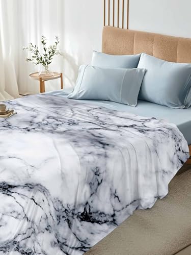 Twin Size Flat Sheet Only, Abstract Marble Stone Texture Bed Top Sheet Soft Microfiber Breathable Bedding Flat Sheets, Natural Crack Gray Rock Top Sheets Hotel Luxury - size: Twin