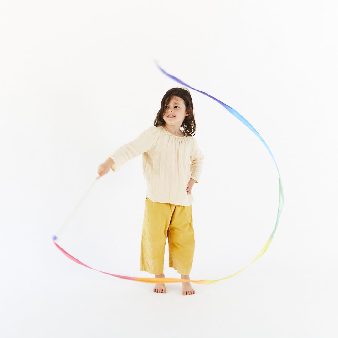 Sarah's Silks Rainbow Streamer - 8' Long Twirling Ribbon Wand for Kids | Montessori and Waldorf Toys