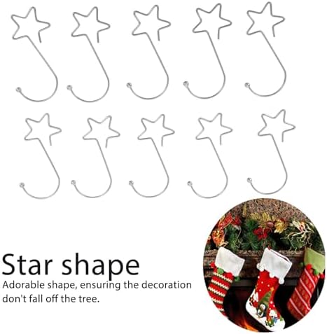 SIXRUN 120pcs Star Shaped Christmas Tree Hooks, Stainless Steel Decoration Hangers for Easter Halloween Party, Ornament Hooks, Christmas Decoration (Silver)