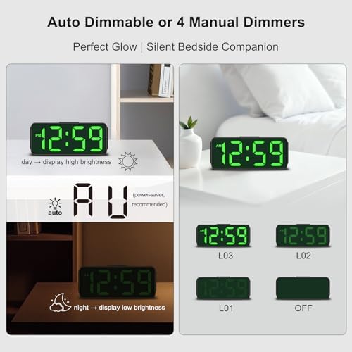 Peakeep Small Slim Digital Alarm Clock Battery Operated for Bedrooms Travel