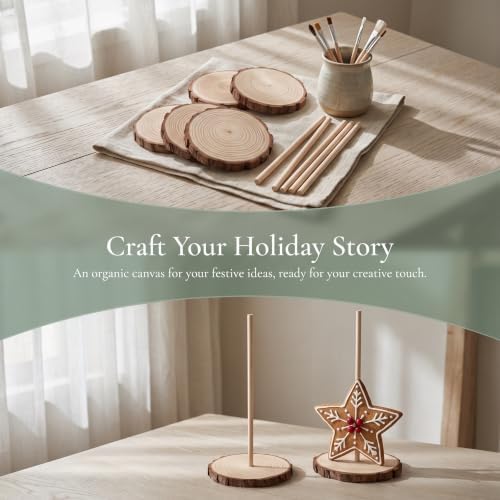 Ipetboom 5pcs Mini Christmas Tree Stand, Natural Wooden Base for DIY Tree