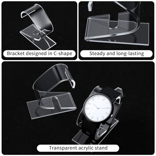 2 Pcs Clear Watch Stand, Acrylic Watch Display Holder, Single Portable Watches Display Stand, Simple Bracelet Holder Stands for Men Women Home Bedroom Office Desk Watches Decoration