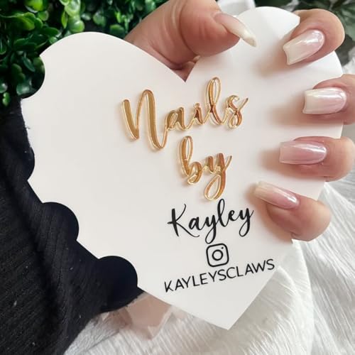Personalized Heart Shaped Nail Props, Nail Acrylic Props, Custom Nail Trays, Nail Billboards, Nail Technician Gifts, Nail Makeup Trays(Pink) - color: Pink