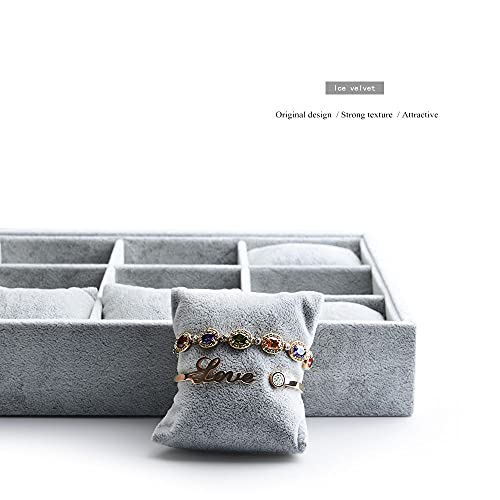 Oirlv Premium Velvet 12 Grid Jewelry Organizer Tray with Removable Pillow Watch Organizer Jewelry Tray Bracelet Bangle Watch Display Holder - size: 12 Grid Tray with Pillow