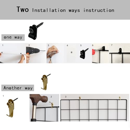 Metal Mesh Wall Grid Panel for Photo Display,Message Board,Size: 17.5" x 11.8",Pack of 2 (Gold) - color: Gold