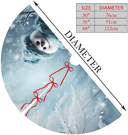 Christmas Snowflake Snowman Christmas Tree Skirts 30", Xmas Tree Cloth Mats Trees Skirts for Decor Gift, Home Decoration