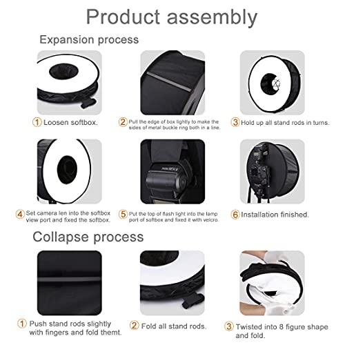 PULUZ Round Flash Softbox Diffuser 18inches / 45cm Portable Ring Flash Diffuser Soft Box for Speedlight Macro Portrait Shooting Photography Studio Light Modifier - size: 18"/45cm