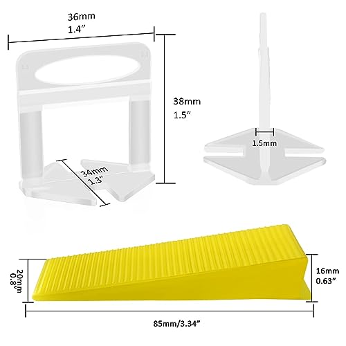 DGSL Tile Leveling System with Plier - 1200-Piece Spacers Clips and 300-Piece Reusable Wedges Tools Set for Stone Installation 1/16 Inch - size: 1/16 Inch * 1200 Spacers