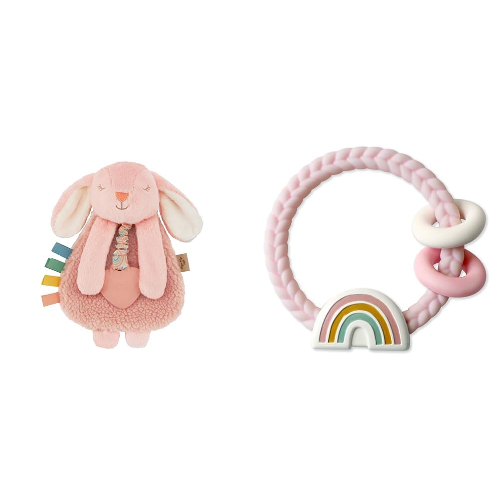 Itzy Ritzy Lovey Including Teether & Silicone Teether with Rattle; Features Rattle Sound