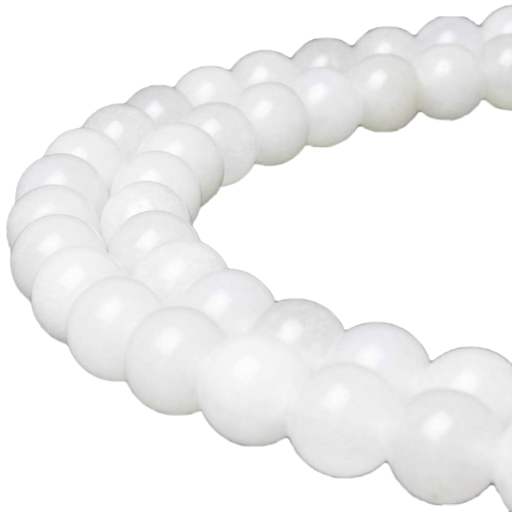 MJDCB Beads for Energy Bracelets Yoga Bracelet DIY Bracelet Natural Stone Beads White Jade 45 Pieces, 8mm