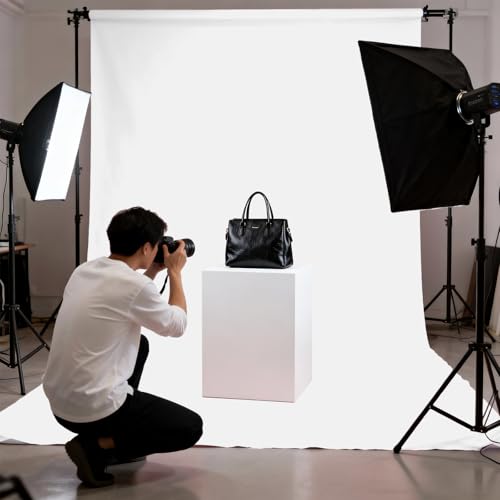 White Screen Backdrop for Photography 6x9ft Zoom Meeting, Game Live Steaming Photo Studio Shooting Props High Density Fabric Background - color: White, size: 6X9ft