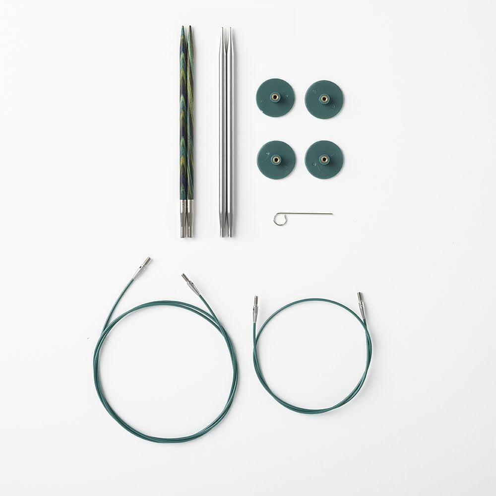 Knit Picks Try It Wood and Stainless Steel Interchangeable Knitting Needle Set - US 6 and 7 (Caspian and Reflections Stainless Steel)