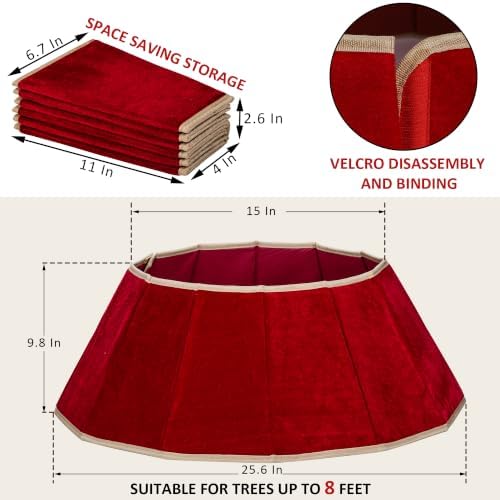 Blissun Christmas Tree Collar, Velvet Foldable Christmas Tree Ring, Christmas Tree Skirt for Artificial Christmas Trees Decoration