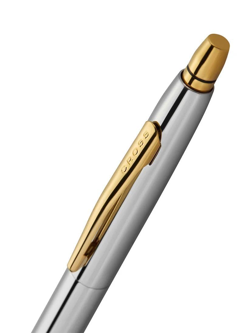 Cross Click Medalist Chrome with Gold-tone Appointments Ballpoint Pen - High-End Writing Tool for Versatile Use - Smooth Writing & Journaling - Elegant Accessory - Long-Lasting - Black Ink