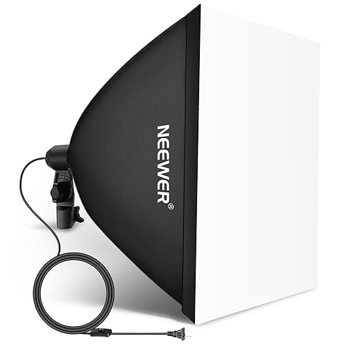 NEEWER 24x24in/60x60cm Softbox with E26 Porcelain Socket/Power Cord/White Diffuser/Stand Adapter, Durable Nylon Softbox Lighting Modifier for Studio Photography Lighting, SF6060 (US Plug) - size: 60X60cm