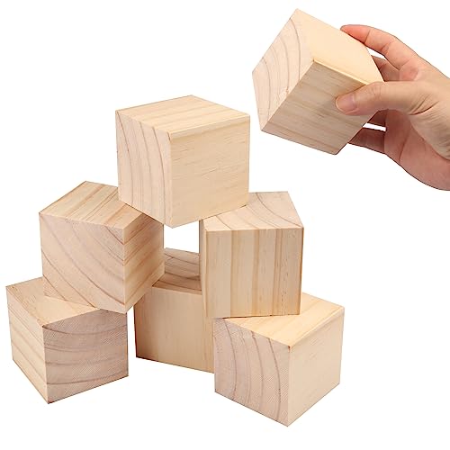 GNIEMCKIN 100 Packs Wooden Blocks for Crafts, 2 Inch Pine Wood Cubes, Wooden Cubes for Paint, Stamp, Decorate, DIY Projects and Personalized Gifts - size: 100 Packs 2 Inch